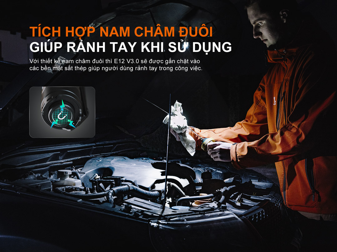 đuôi đèn tích hợp nam châm đuôi chắc chắn