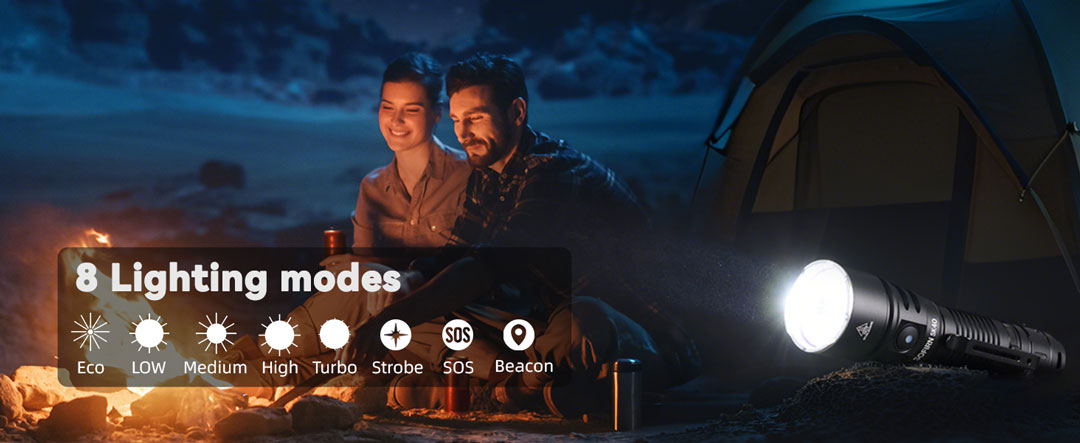 Sofirn SK40 có 8 chế độ chiếu sáng