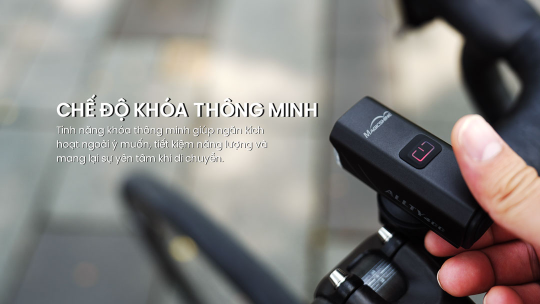 Magicshine ALLTY 400 tích hợp khóa thông minh, tránh kích hoạt nhầm, tiết kiệm pin khi mang theo