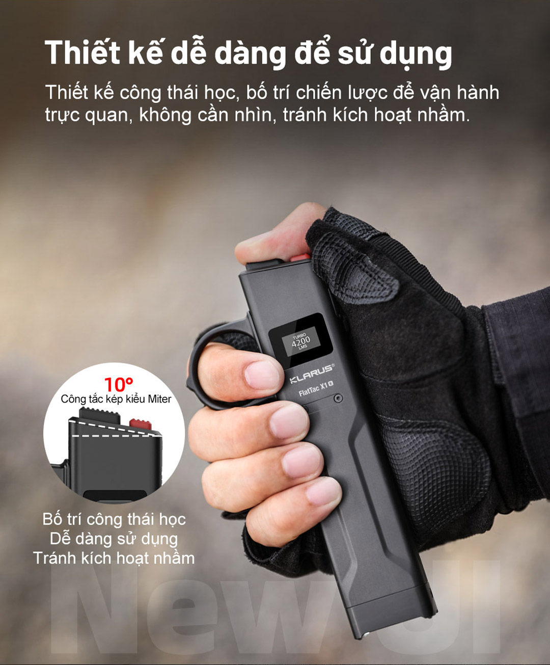 công tắc kép làm theo kiểu miter tránh vô tình kích hoạt