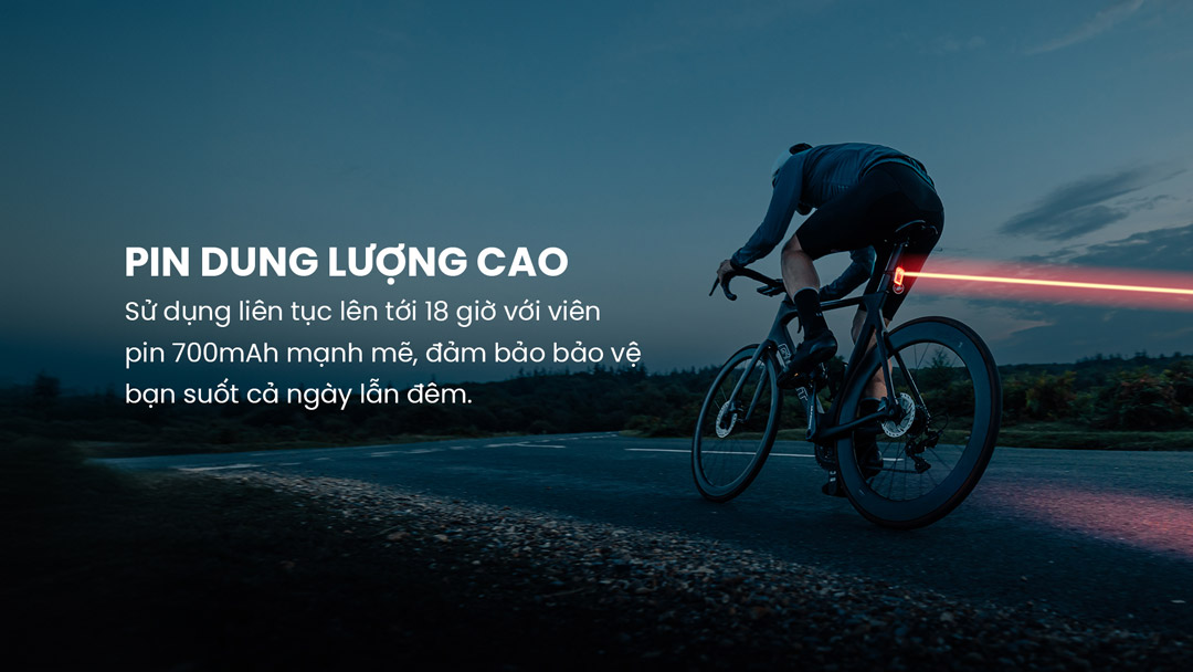 Magicshine SEEMEE 100AD sử dụng pin 700mAh, thời gian hoạt động tới 18 giờ, bảo vệ suốt ngày đêm