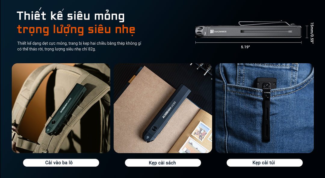 Thiết kế trọng lượng siêu nhẹ, siêu mỏng