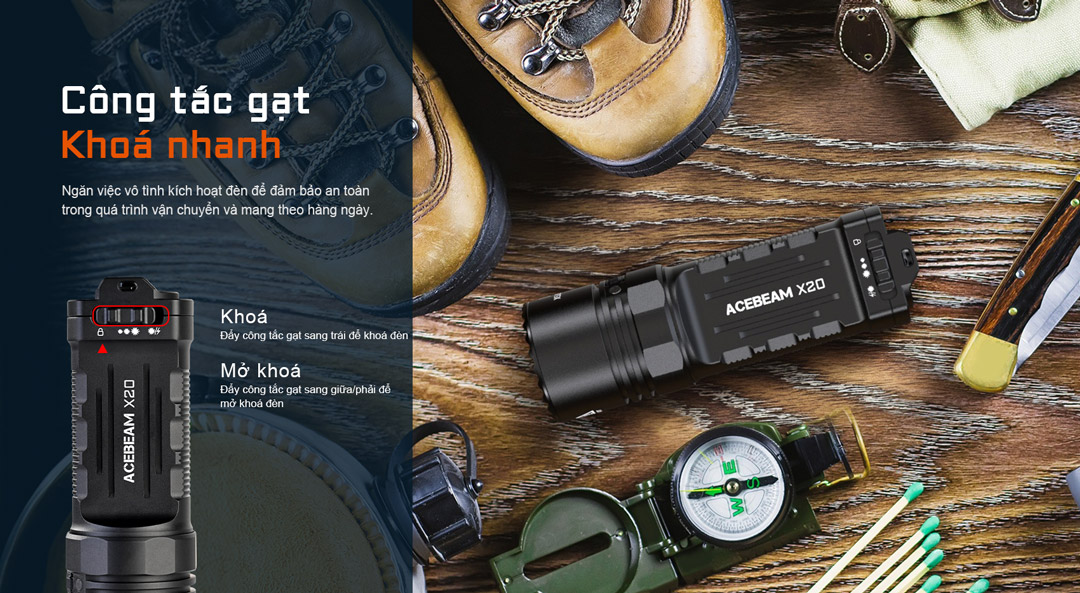 ACEBEAM X20 với chức năng khóa nhanh