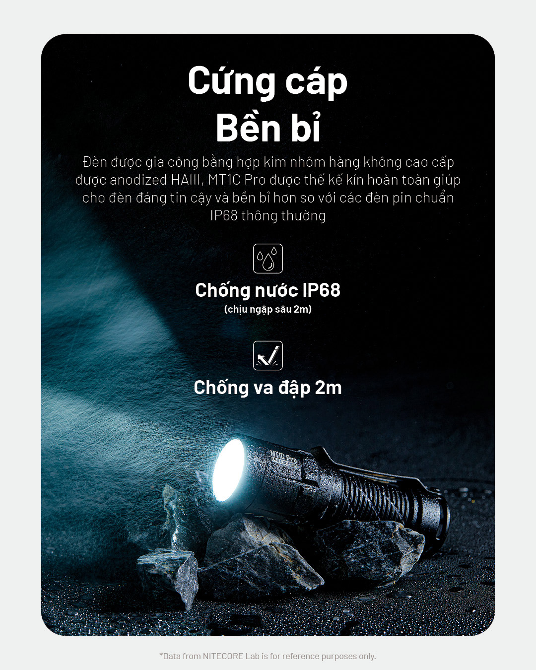 đèn pin mct1 pro được thiết kế với hợp kim nhôm cao cấp