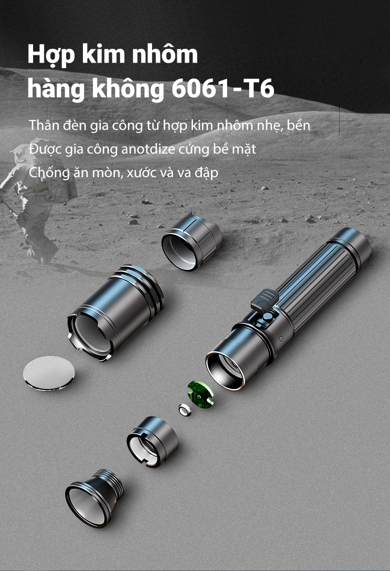 Đèn pin KLARUS A1 Pro làm bằng hợp kim nhôm 6061-t6