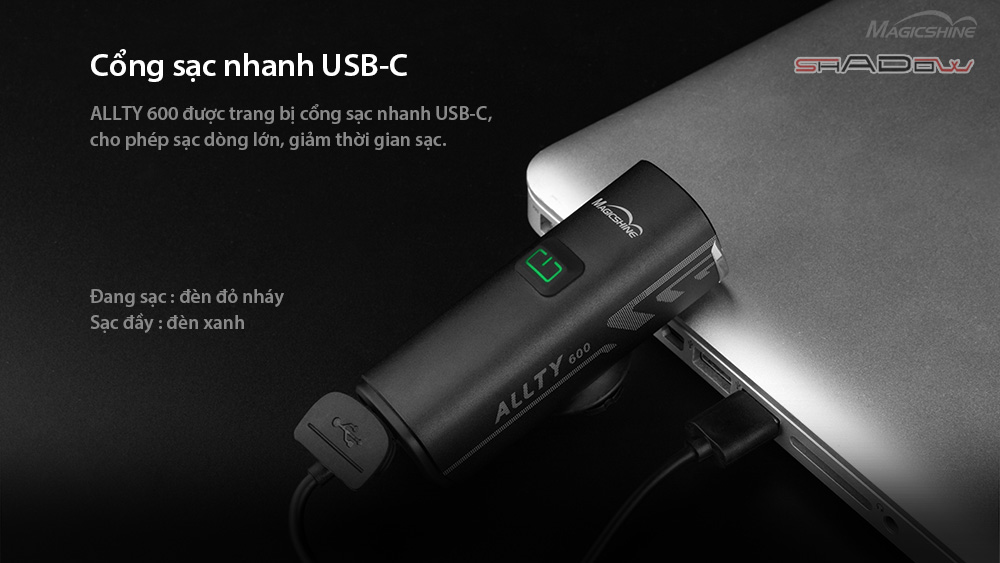 ALLTY 600 được trang bị cổng sạc nhanh USB C