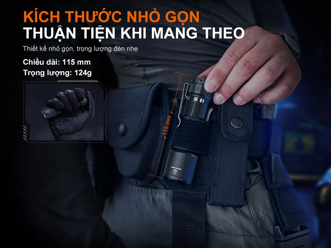 Đèn pin FENIX TK05R nhỏ gọn dễ dàng mang theo
