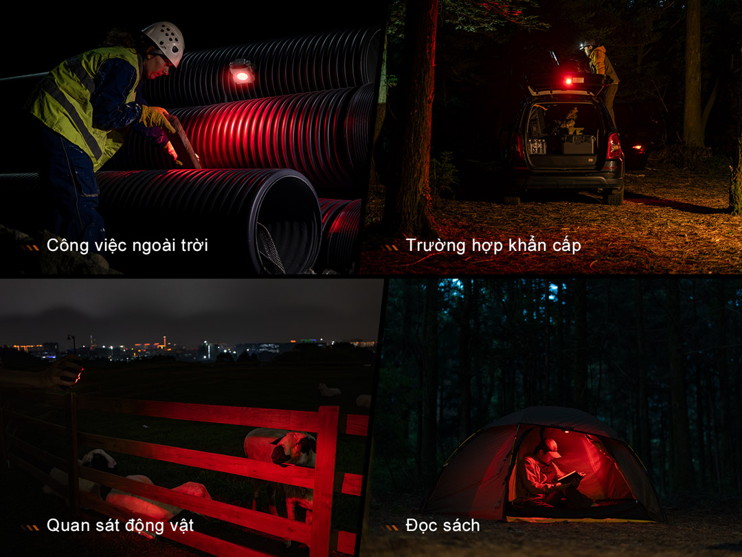 Đèn pin cắm trại FENIX CL27R sử dụng đèn đỏ phù hợp với các hoạt động đặc biệt