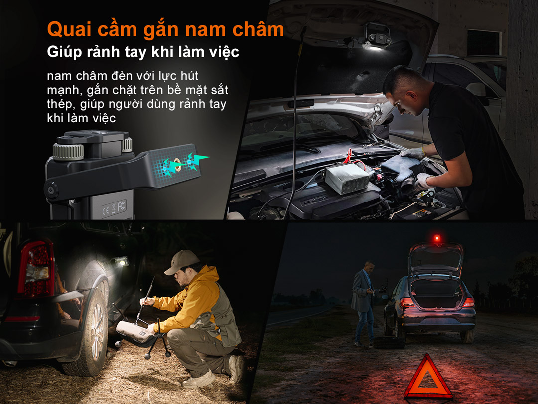 Đèn pin cắm trại FENIX CL27R tích hợp nam châm ở quai cầm đèn