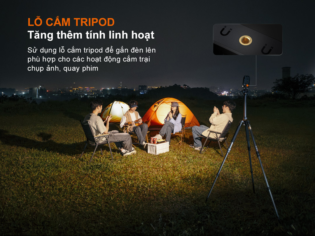 Đèn pin cắm trại FENIX CL27R tích hợp lỗ cắm tripod