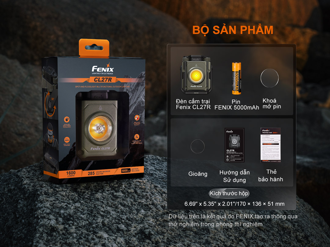 Bộ sản phẩm của đèn cắm trại FENIX CL27R