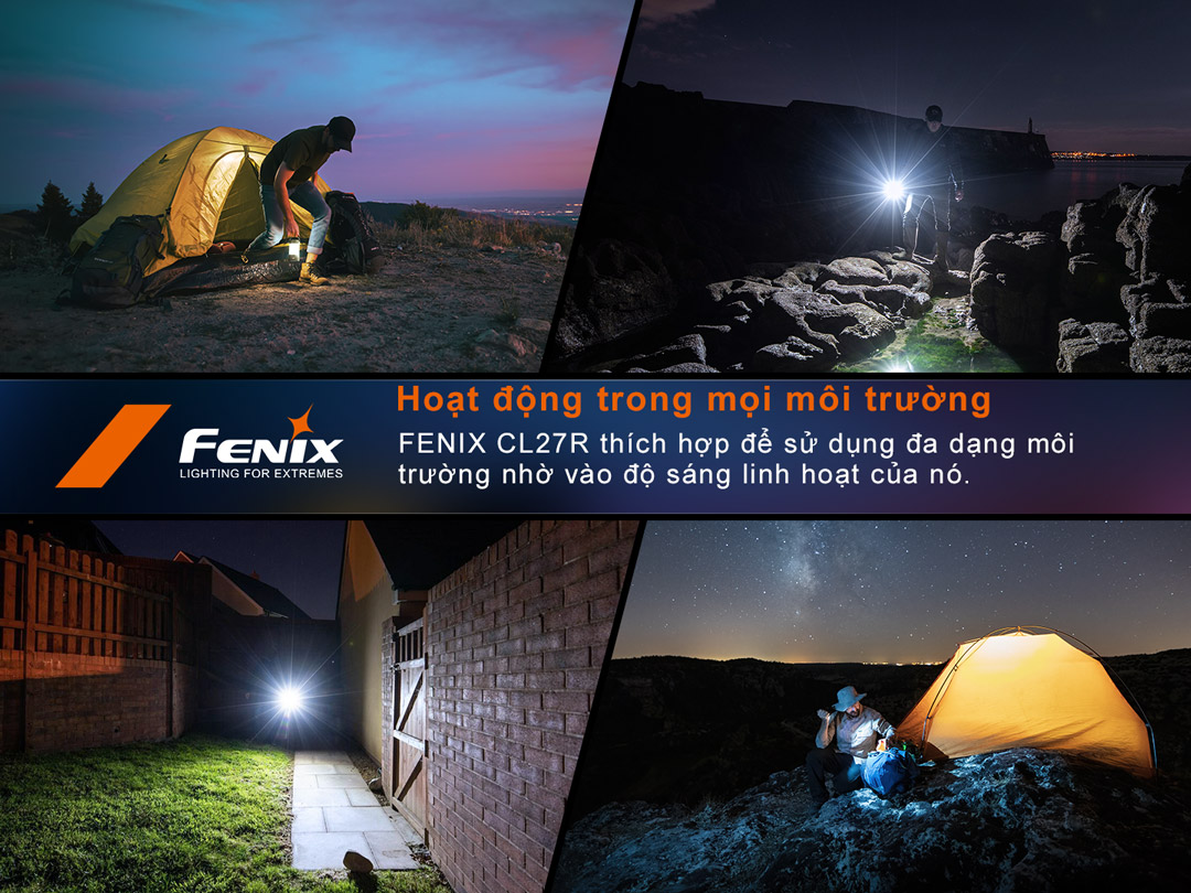 Đèn pin cắm trại FENIX CL27R hoạt động tốt ở các môi trường