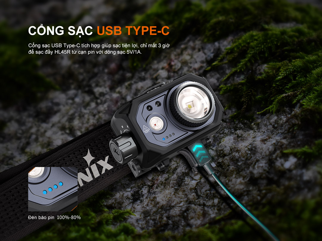 Sạc đầy đèn trong khoảng 3 tiếng với dòng sạc 5v1a