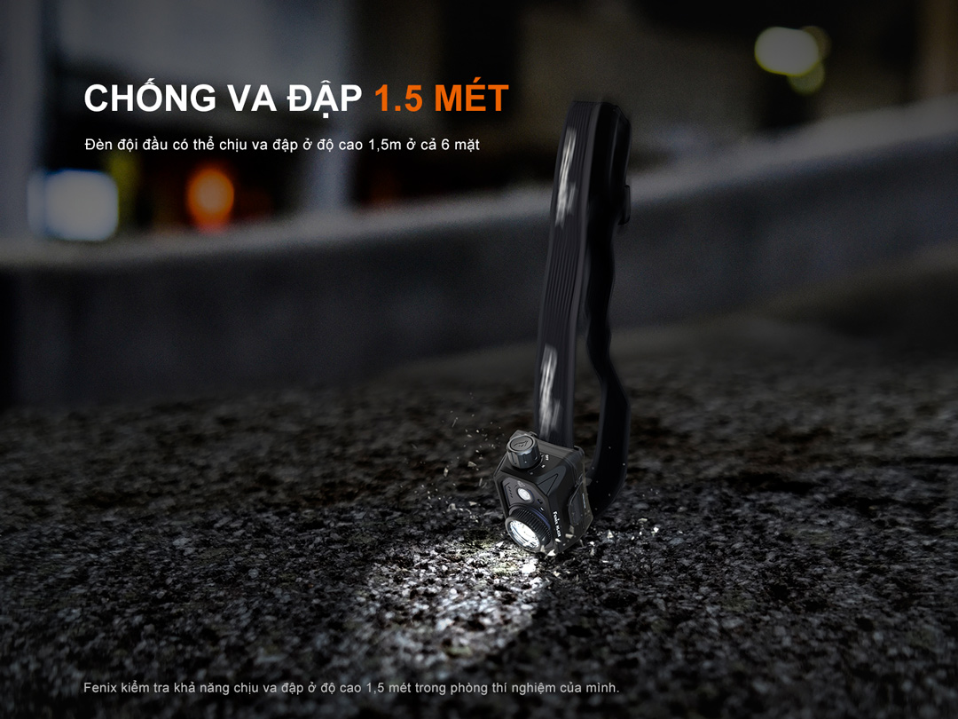 đã được hãng kiểm tra đèn đội đầu có thể chịu va đập ơpr độ cao 1,5m