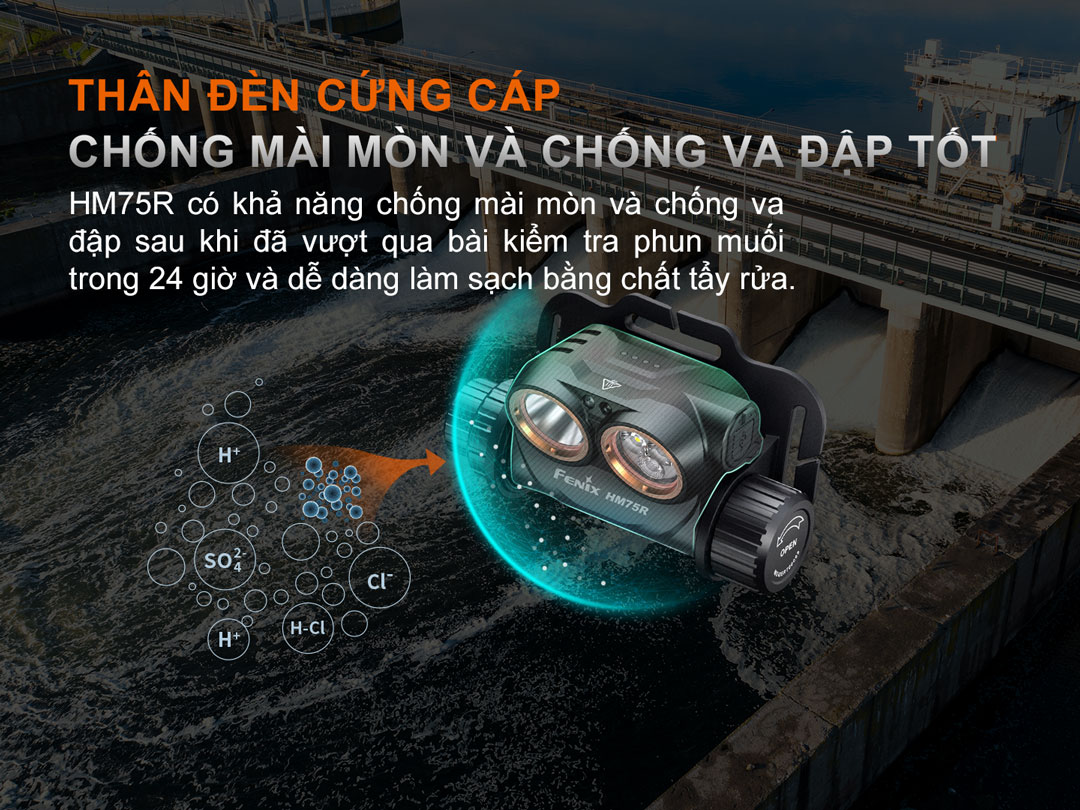 Thân đèn nhẹ, được Anodize, chống mài mòn và chống va đập tốt
