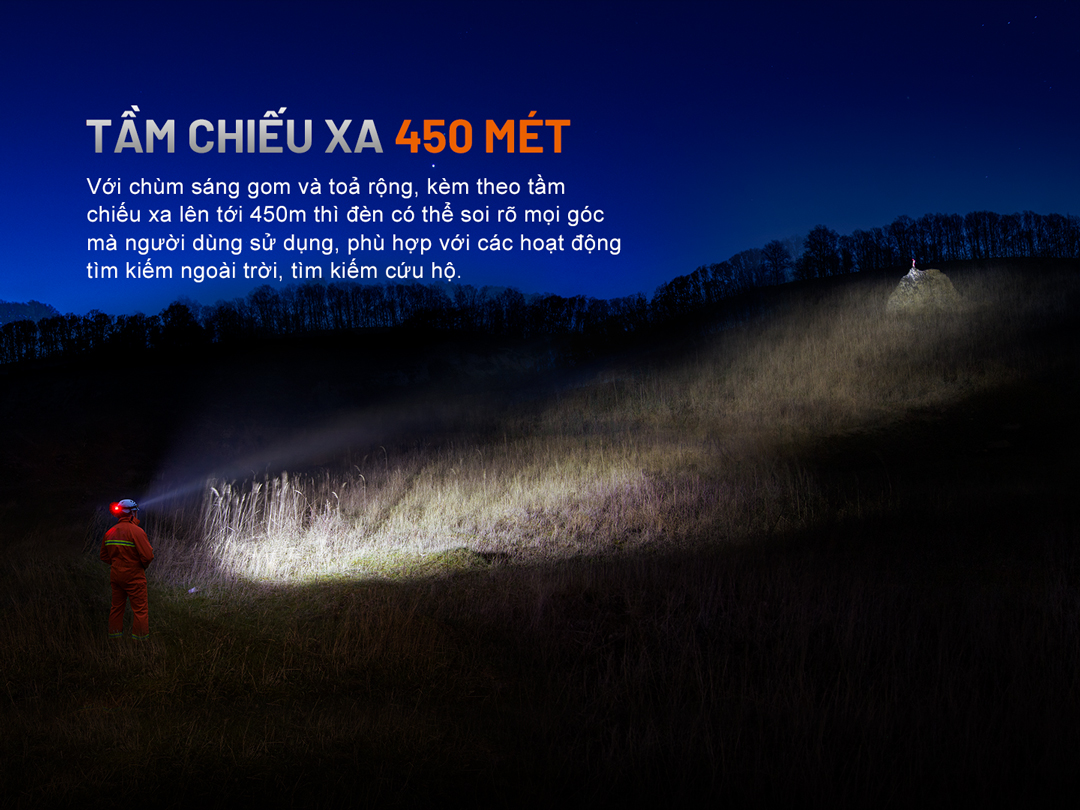 Đèn đội đầu FENIX HP35R chiếu xa tới 450m