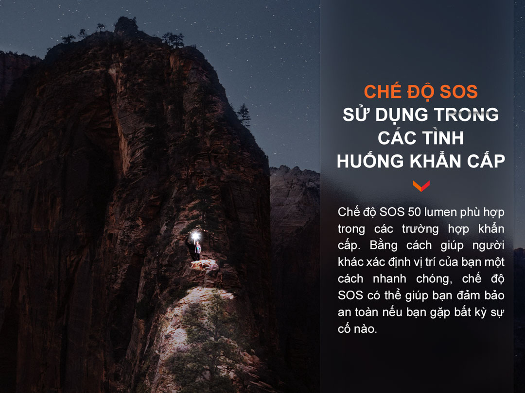 Chế độ nháy SOS sử dụng dễ dàng trong các trường hợp khẩn cấp.