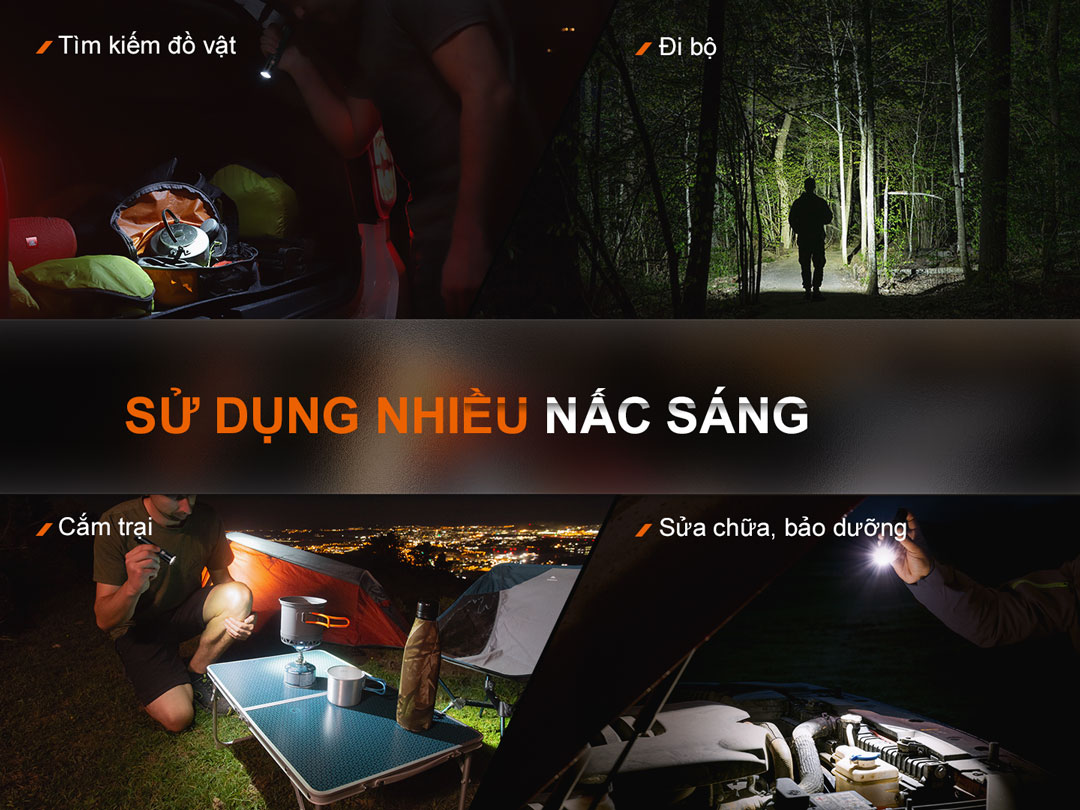 Đèn có nhiều nấc sáng, phù hợp với nhiều hoạt động