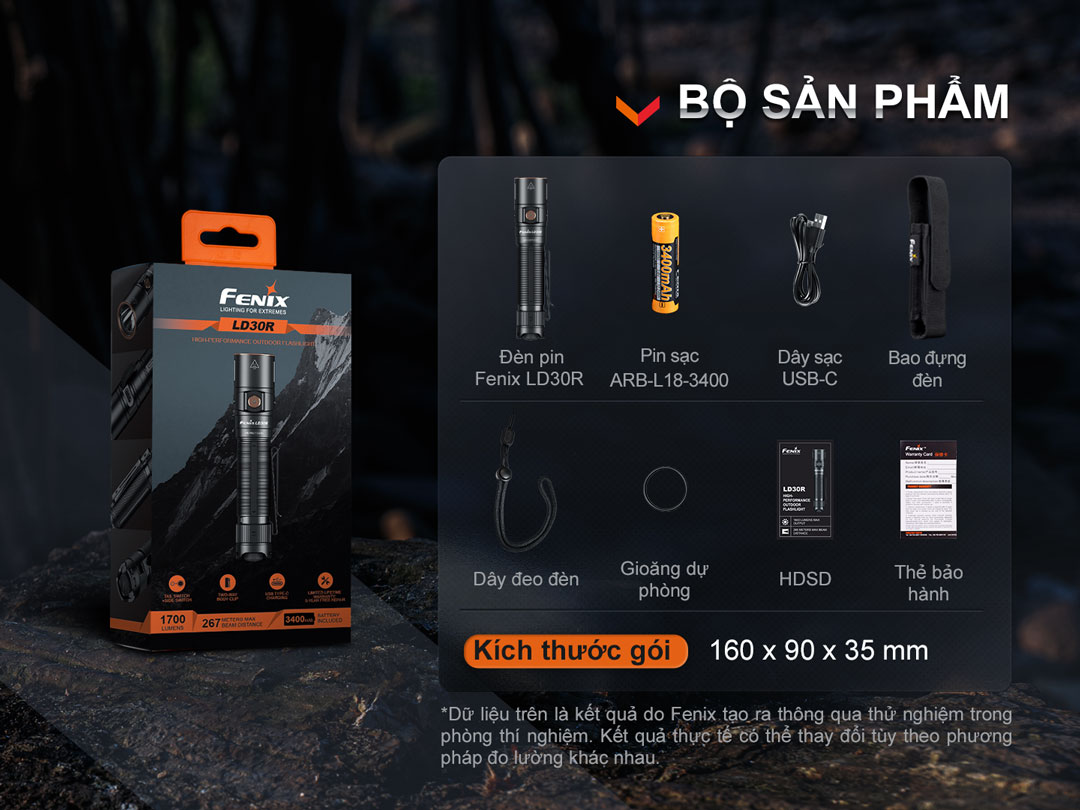 Bộ sản phẩm của đèn pin FENIX LD30R
