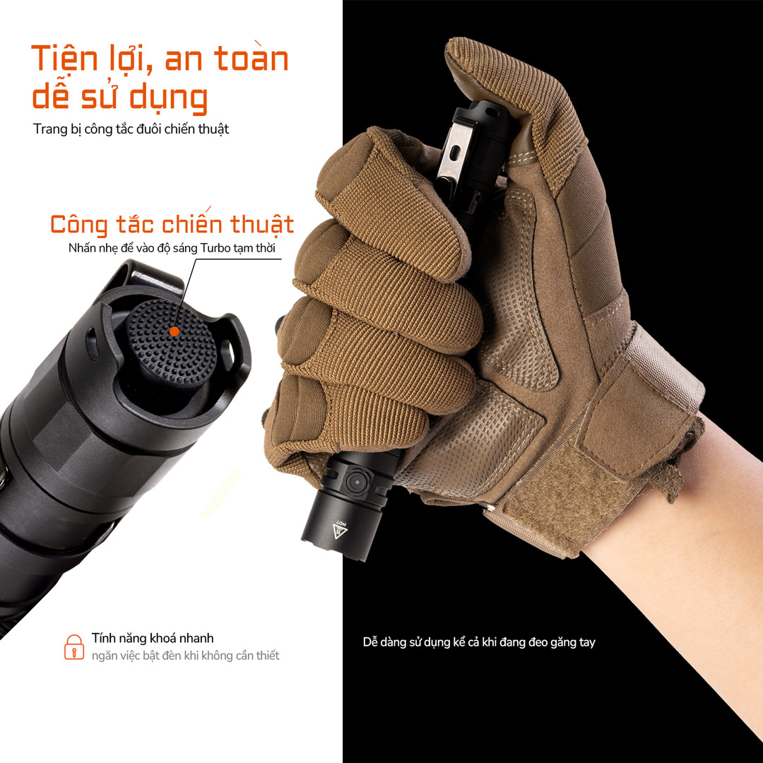 Sử dụng hệ công tắc đuôi chiến thuật, tiện lợi và an toàn sử dụng