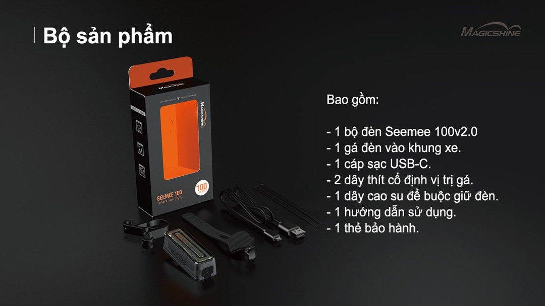 Bộ sản phẩm Đèn hậu xe đạp SEEMEE 100 V2.0