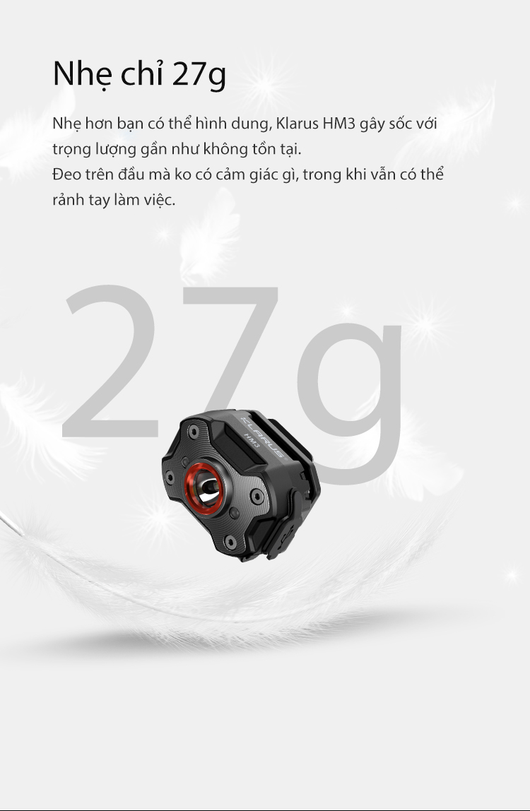 Đèn pin đeo đầu gài mũ siêu nhẹ KLARUS HM3 27gram