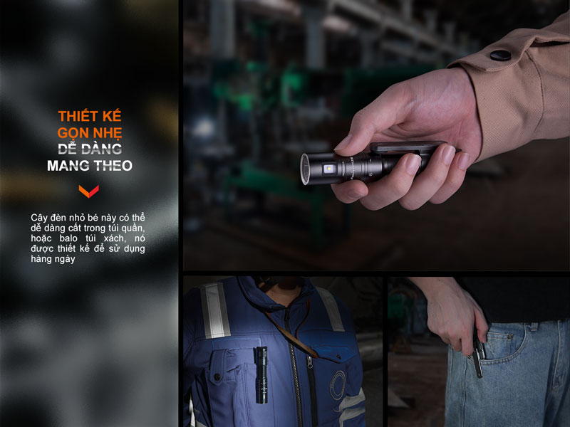 Đèn thiết kế nhỏ nhắn dễ dàng mang theo sử dụng thường ngày.