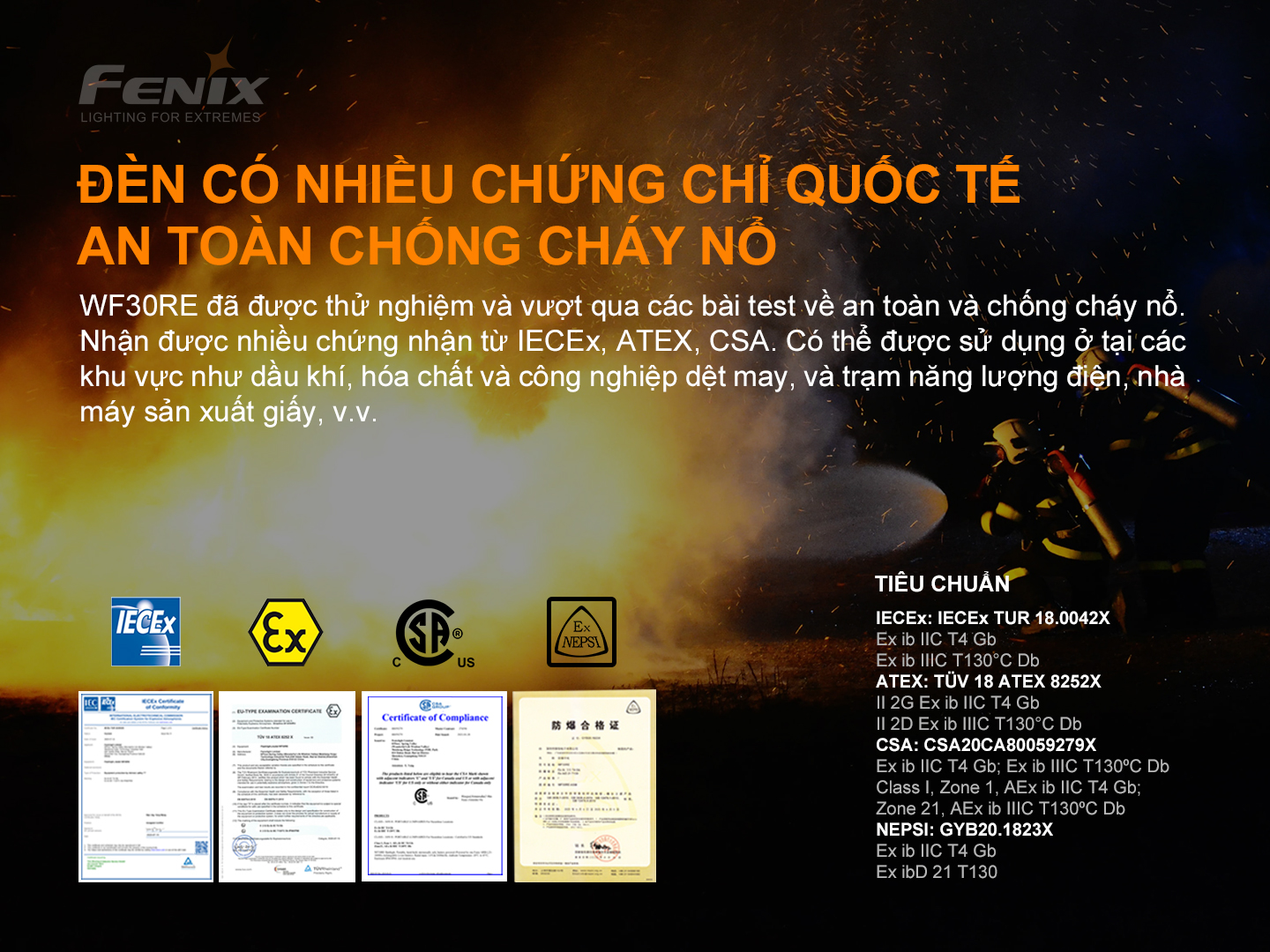 Sản phẩm đạt chứng nhận an toàn IECEx, ATEX và SGS trong môi trường nguy hiểm