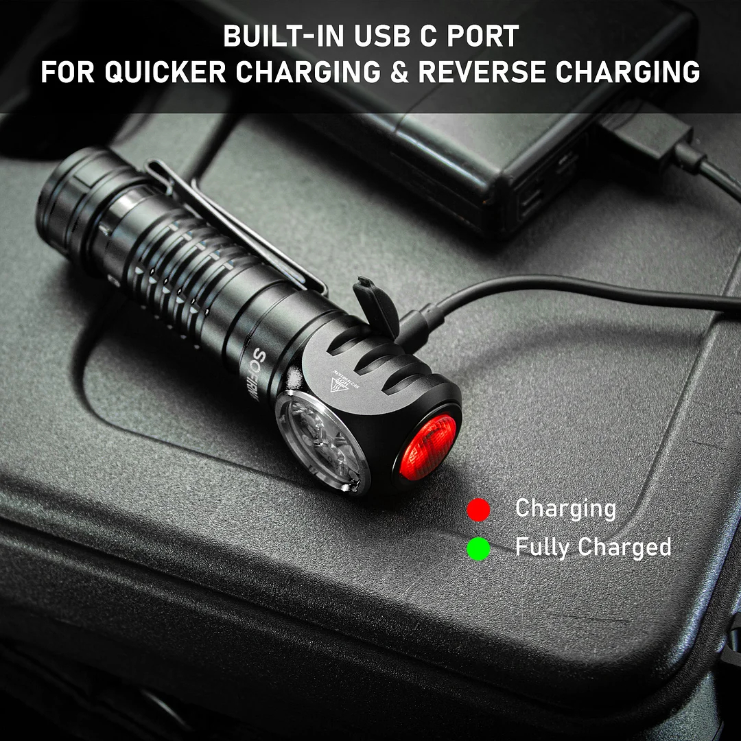Đèn gù SOFIRN HS41 sử dụng cổng sạc/xả USB-C