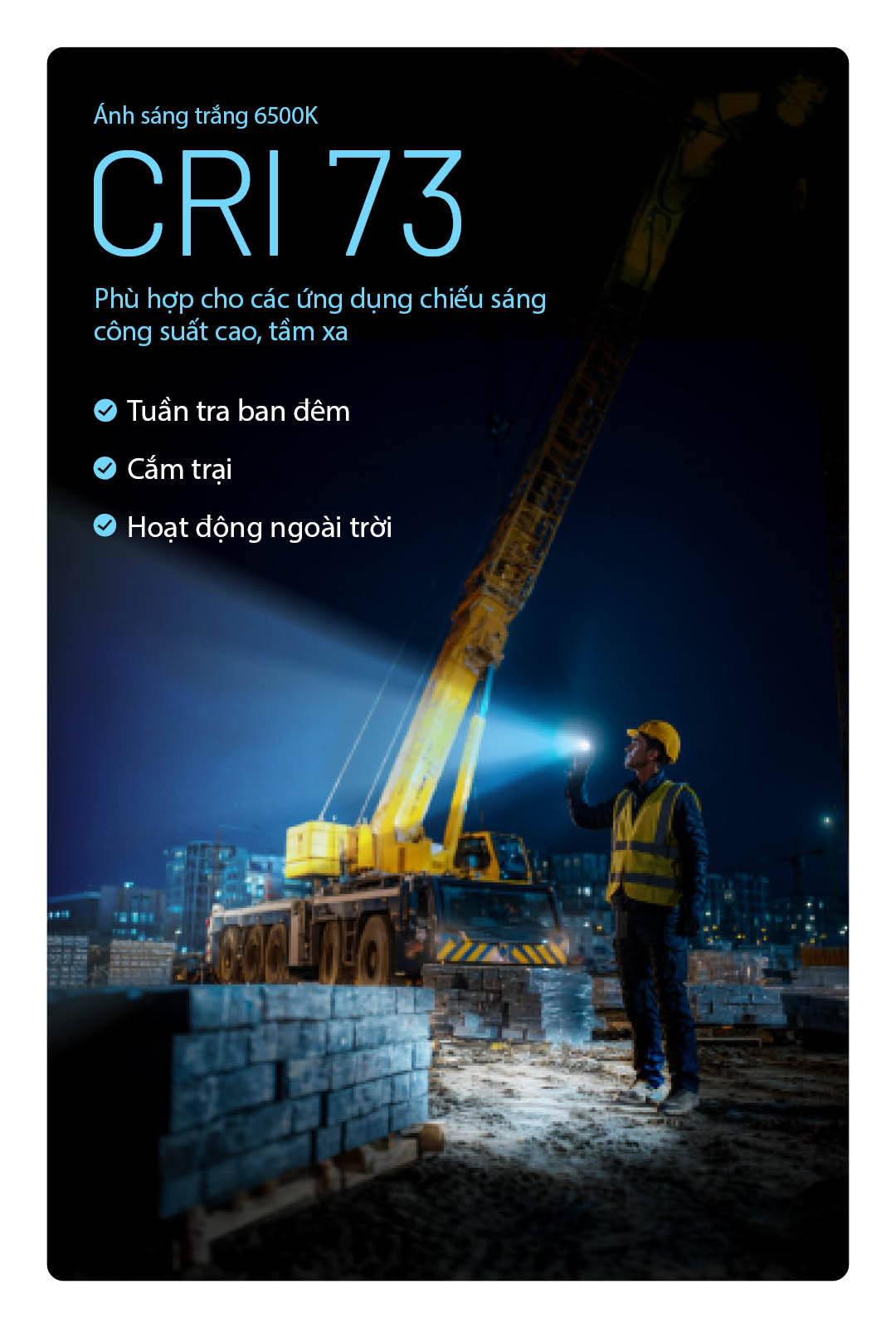 Nitecore EDC09 cho ánh sáng trắng 6500K CRI 73, công suất cao, chiếu xa, lý tưởng cho tuần tra, cắm trại và hoạt động ngoài trời