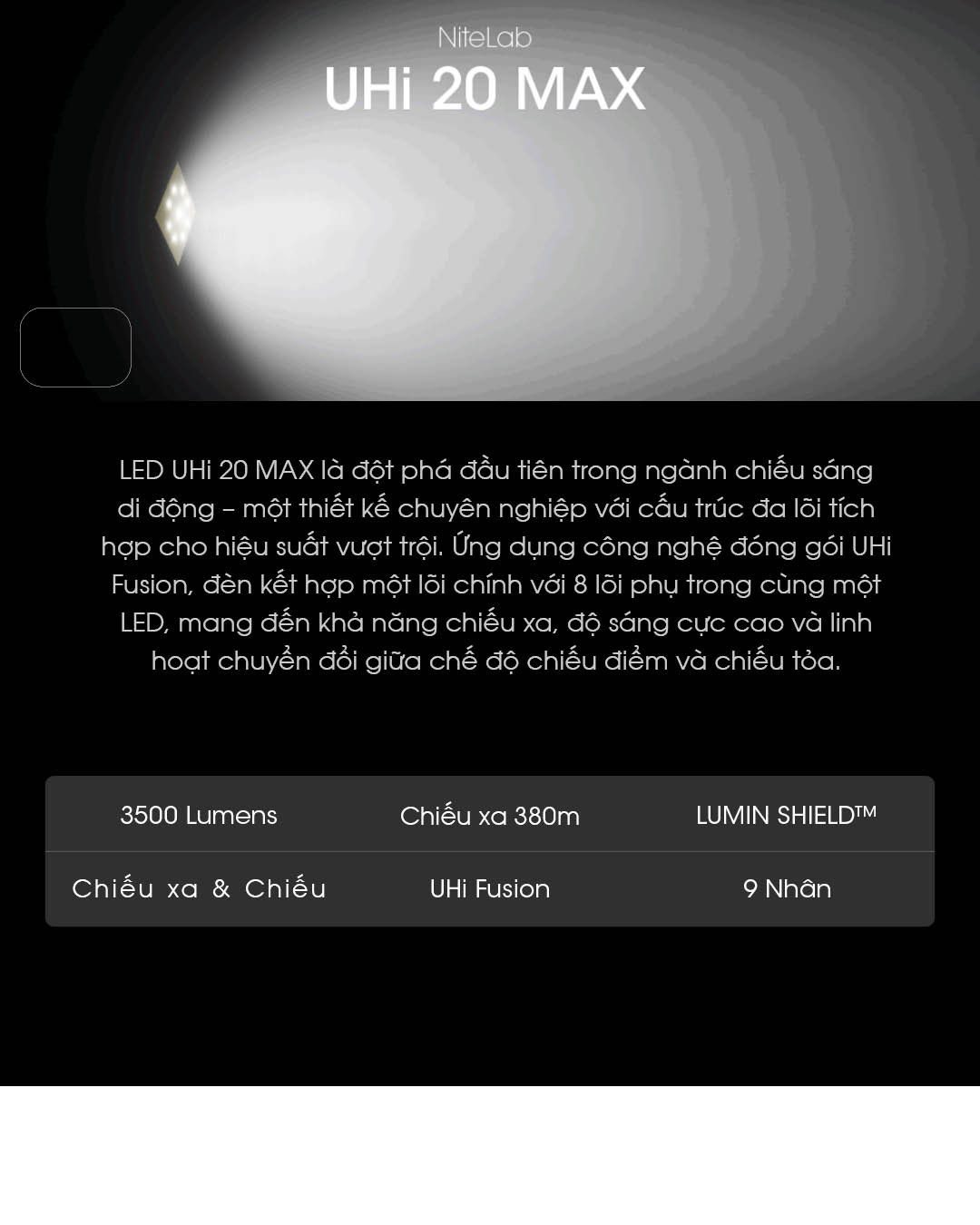 Giới thiệu về LED Uhi 20 max của hãng NITECORE