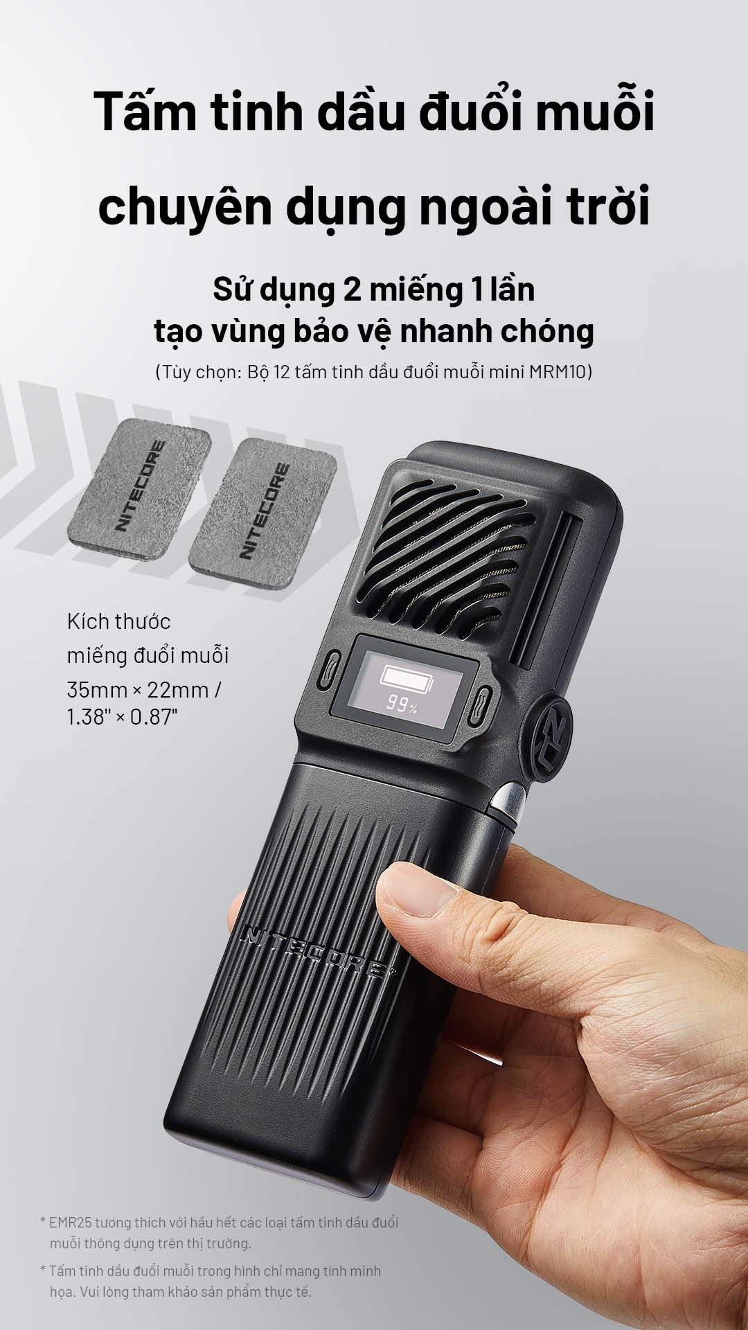 thảm đuổi muỗi MRM10 dùng cho Nitecore EMR25, kích thước 35x22mm, hiệu quả nhanh, an toàn