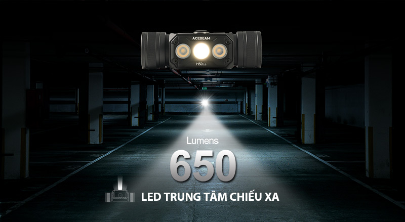 Đèn pin đội đầu ACEBEAM H50 V2.0 có led trung tâm 650 lumen