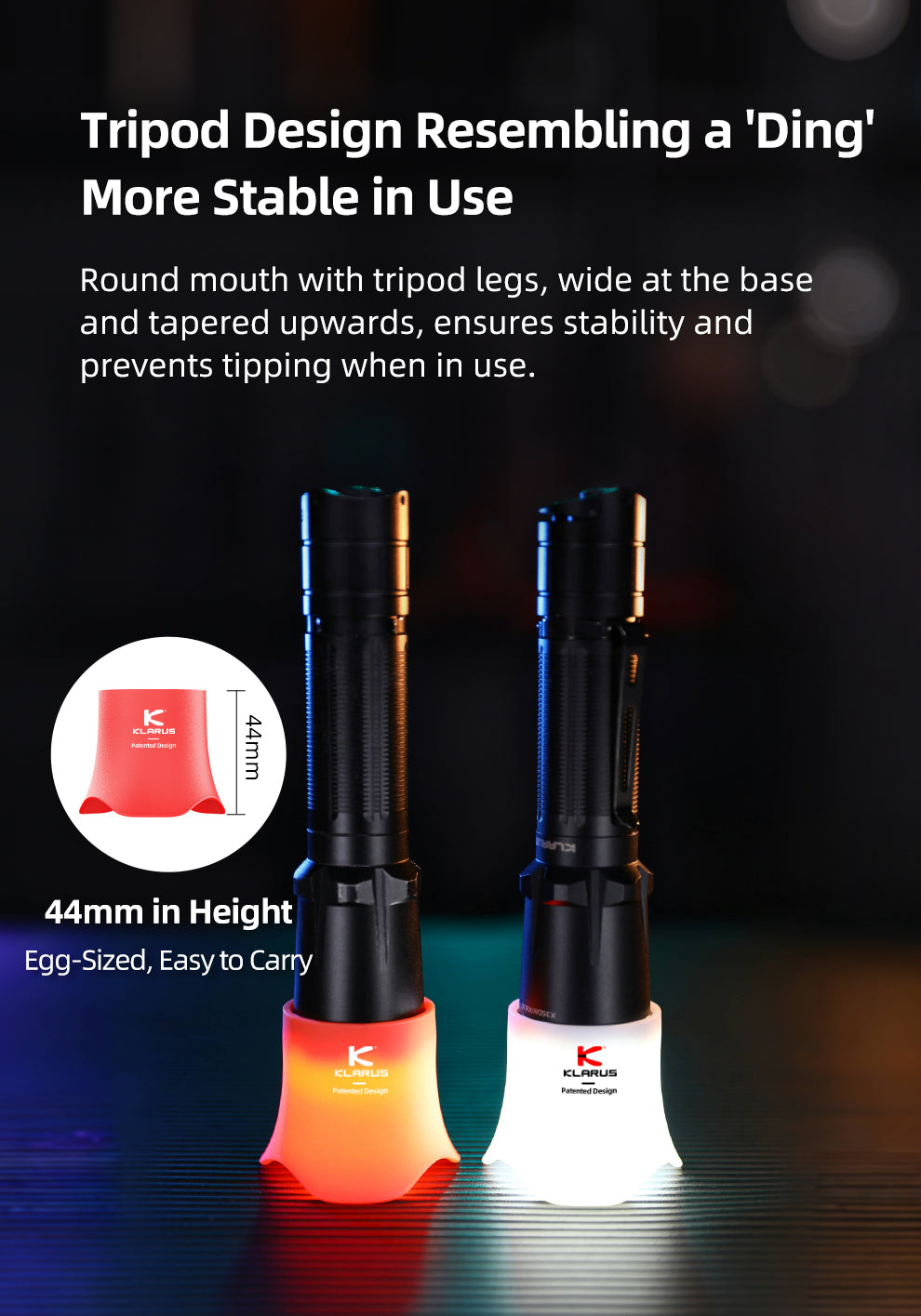 đầu đèn dài 44mm giúp cho đèn sáng toả và đứng được vững trãi