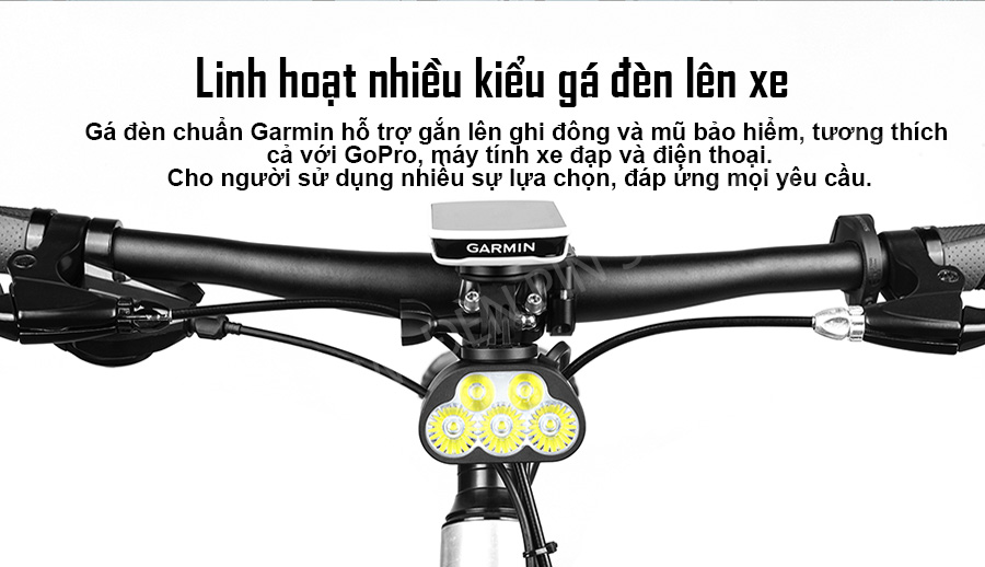 MAGICSHINE MONTEER 8000S linh hoạt với nhiều kiểu gá đèn