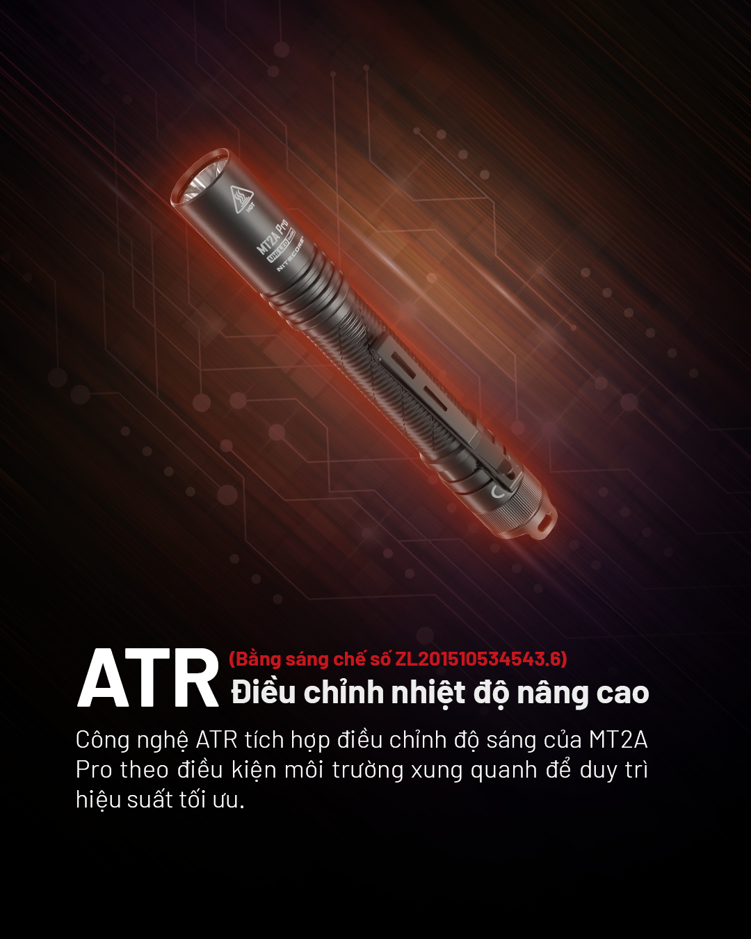 Đèn pin mini NITECORE MT2A Pro điều chỉnh độ sáng nâng cao ATR