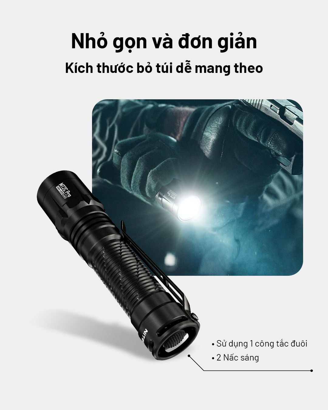 Đèn pin NITECORE MT2C Pro thiết kế nhỏ gọn