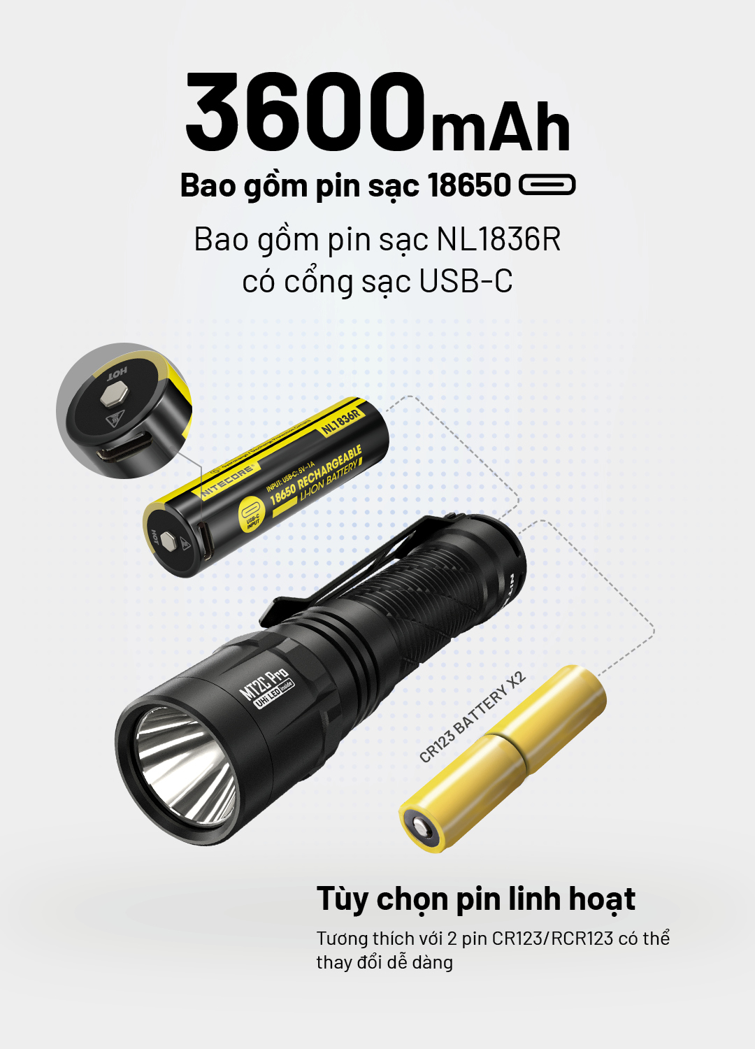 Đèn pin NITECORE MT2C Pro dung lượng 3600mah