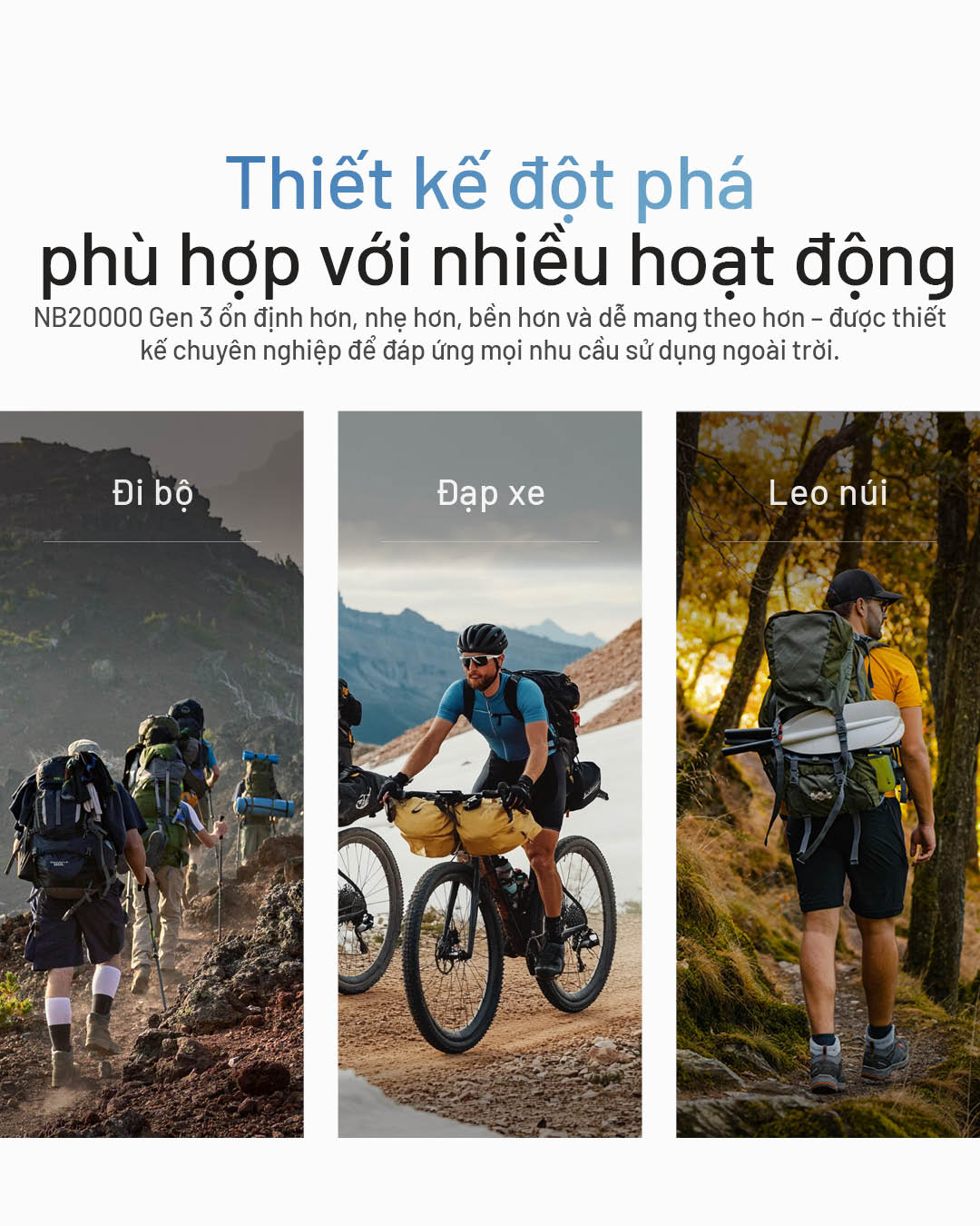 pin sạc dự phòng ngoài trời Nitecore NB20000 Gen3, sạc nhanh cho người leo núi, đạp xe, trekking, dã ngoại