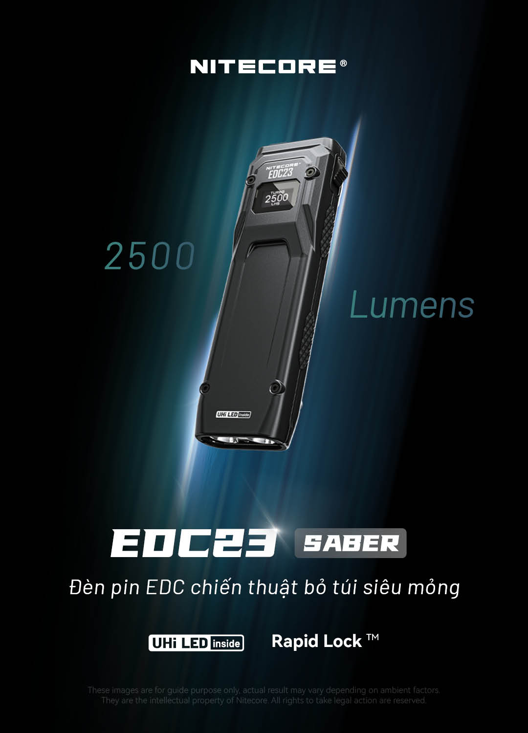 đèn pin NITECORE EDC23 chiến thuật bỏ túi siêu mỏng