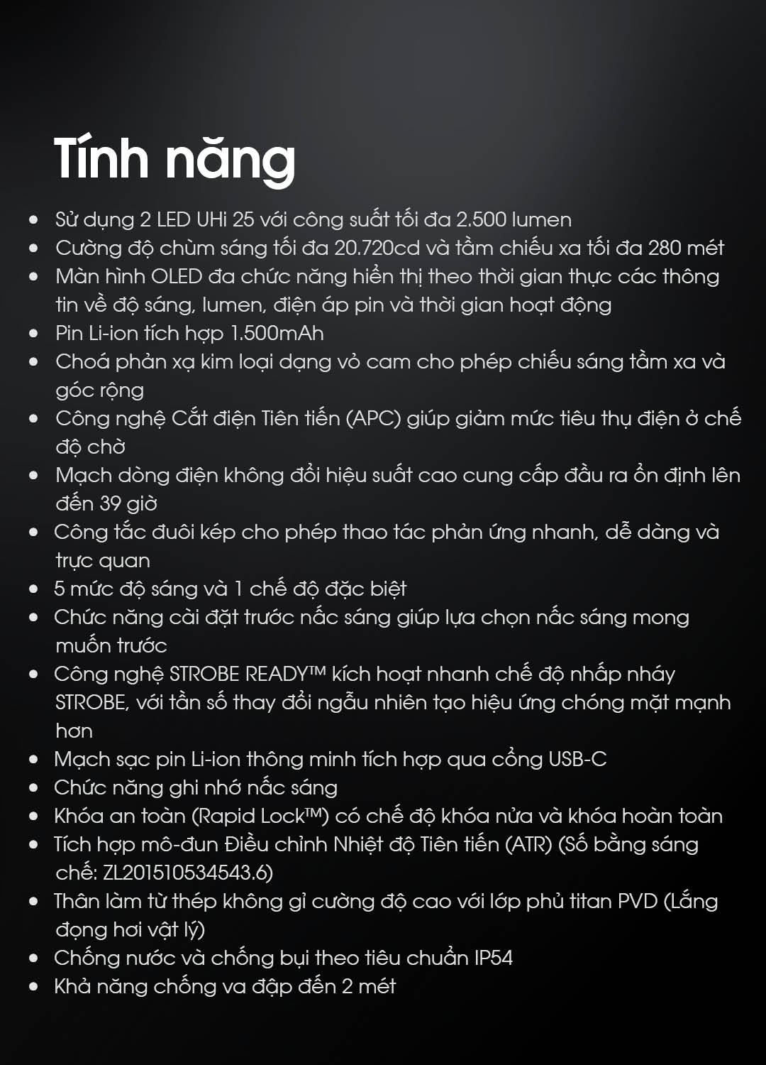 Một số tính năng của đèn Nitecore EDC23