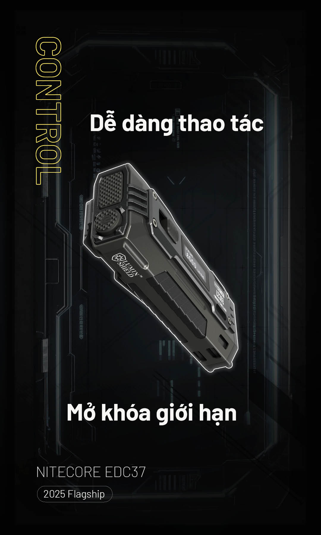 Thiết kế công thái học giúp thao tác nhanh, hỗ trợ mở khóa chức năng giới hạn chỉ với một thao tác đơn giản, nâng cao khả năng kiểm soát chiến thuật.