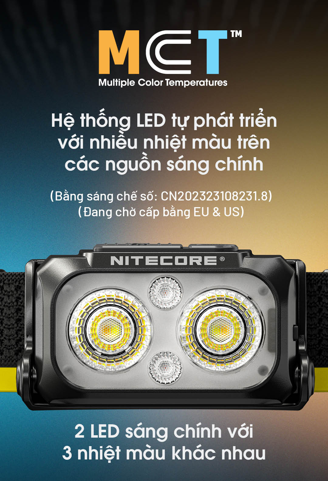Hệ thống LED tự phát triển với nhiều nhiệt màu trên nguồn sáng chính. 2 LED chính – 3 nhiệt màu khác nhau. Giải pháp chiếu sáng linh hoạt cho môi trường ngoài trời.