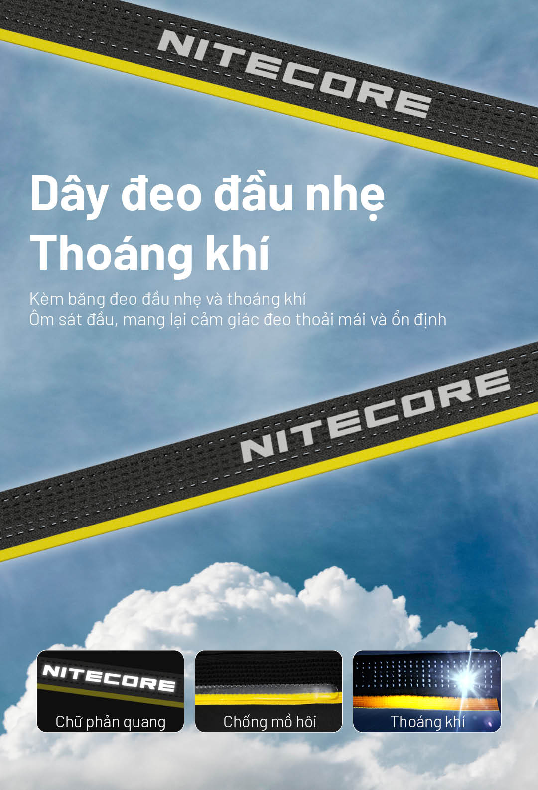 Chất liệu co giãn êm ái. Chữ phản quang an toàn ban đêm. Chống mồ hôi và thoáng khí tối đa.