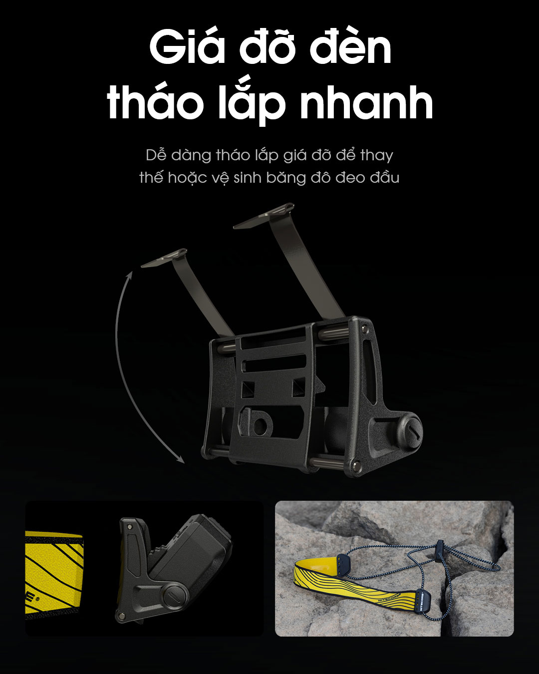 Đèn pin đội đầu siêu nhẹ NITECORE NU25 có gá tháo lắp nhanh