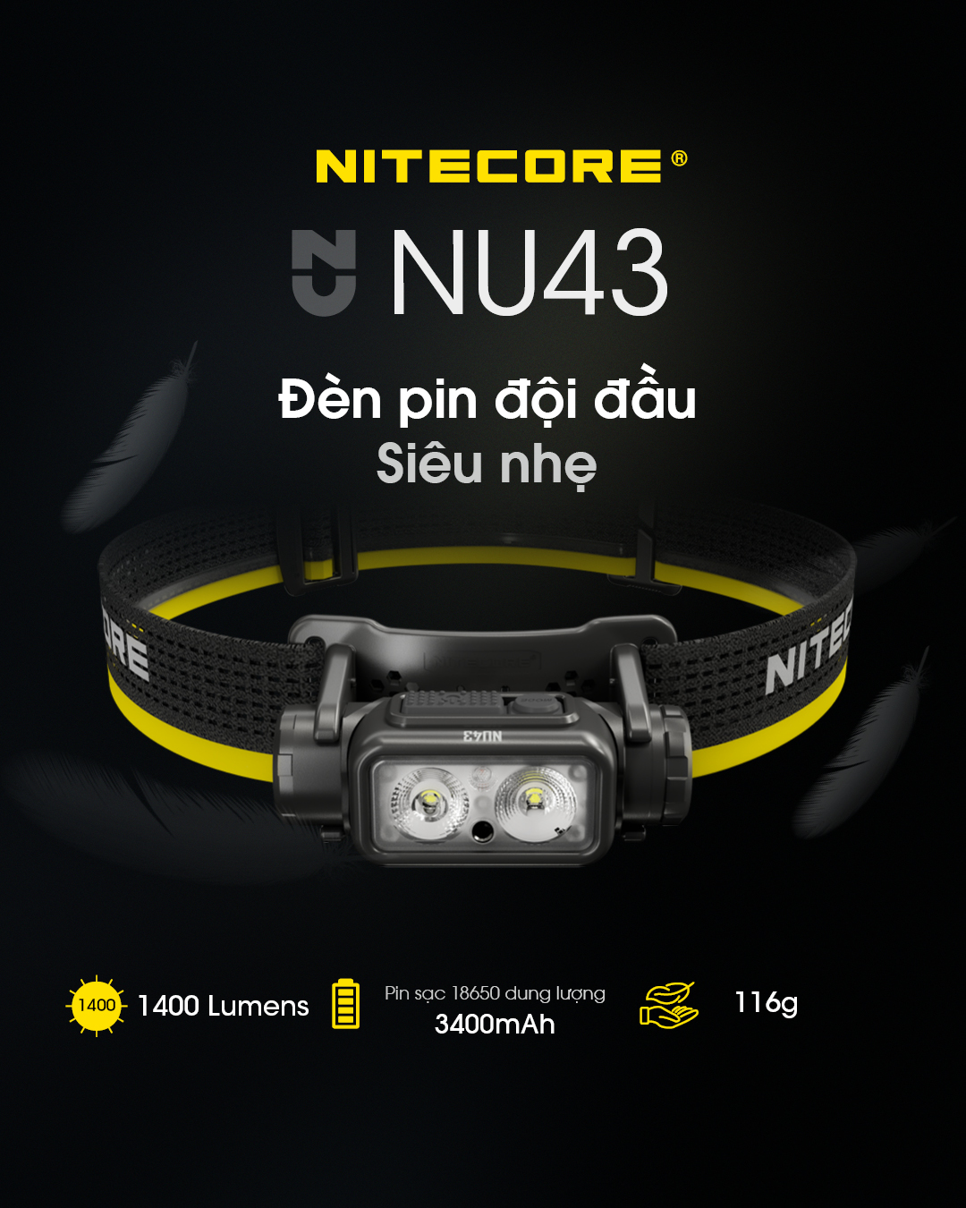 Đèn pin đội đầu NITECORE NU43 116 gram