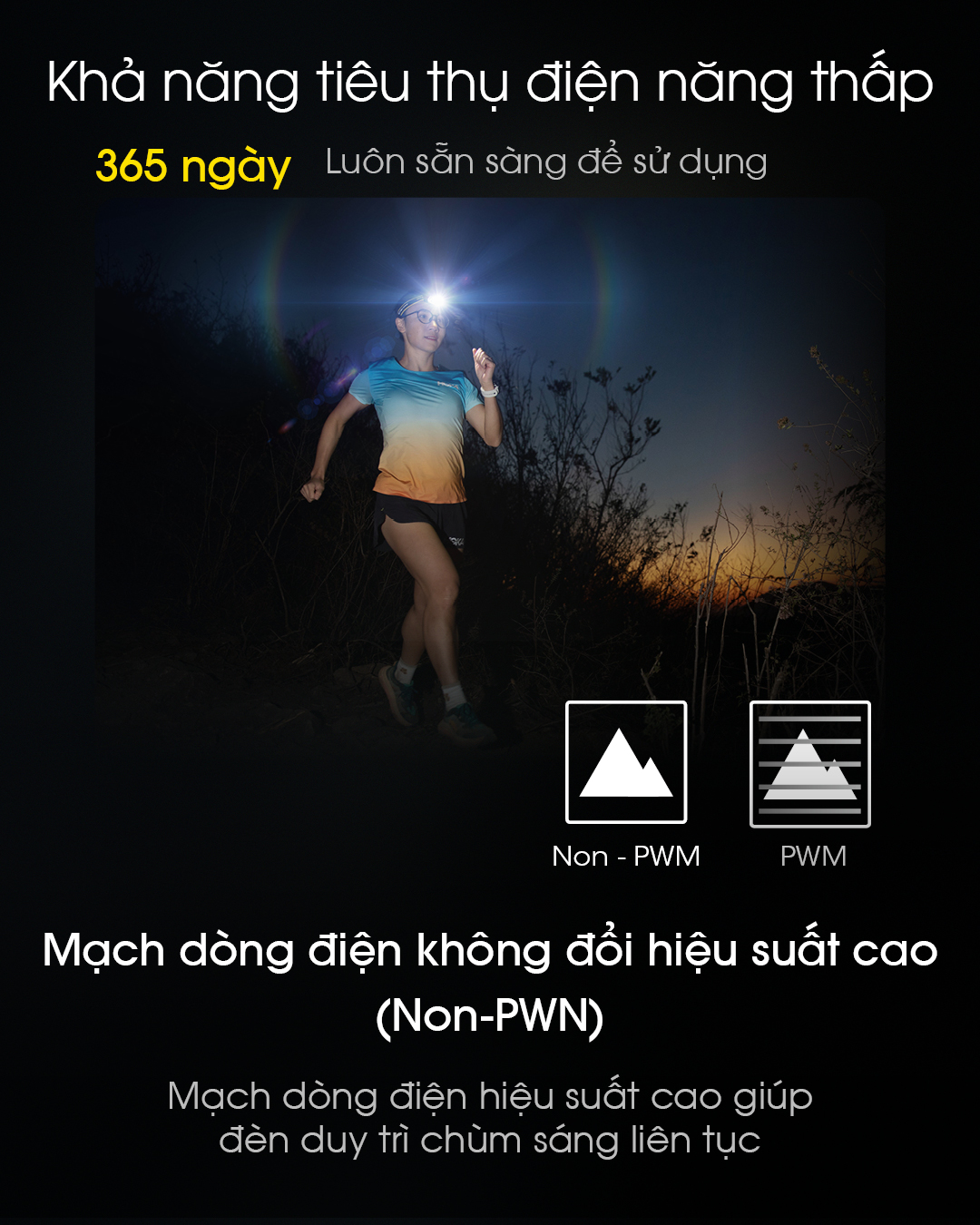 Đèn pin đội đầu NITECORE NU43 tiêu thụ điện hăng thấp