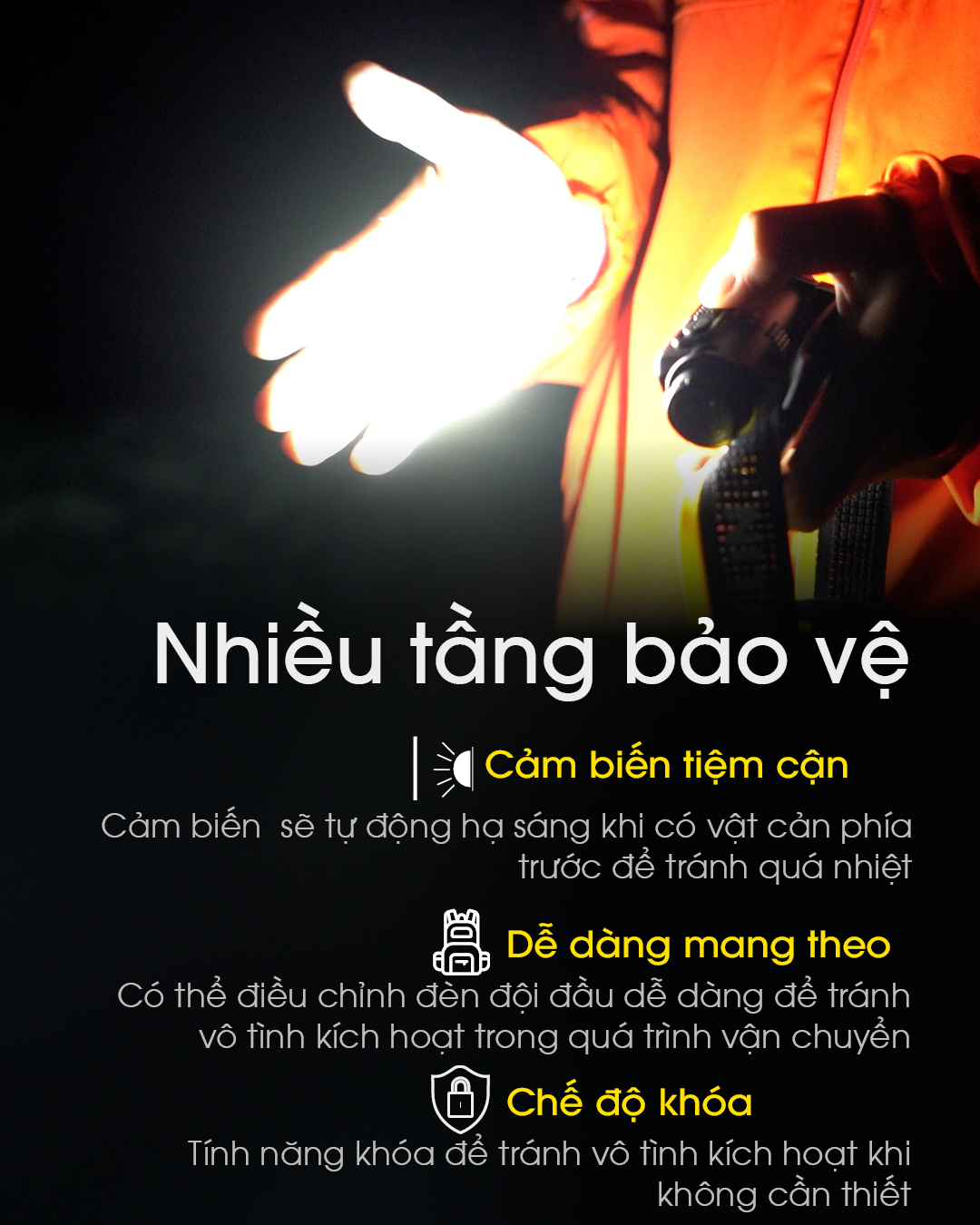 Đèn pin đội đầu NITECORE NU43 được thiết kế đa tầng bảo vệ