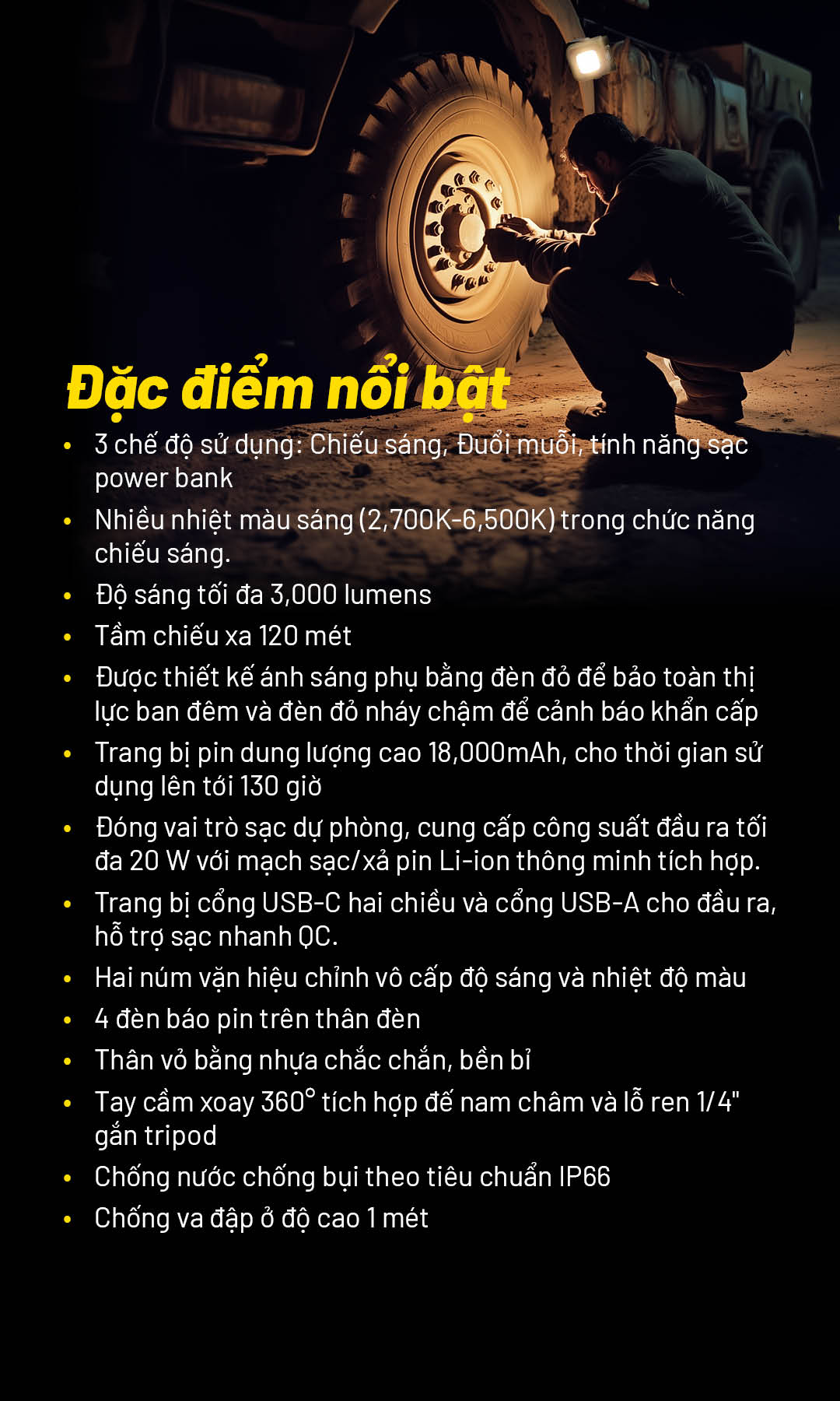 Đặc điểm nổi bật của đèn làm việc/cắm trại NWL30