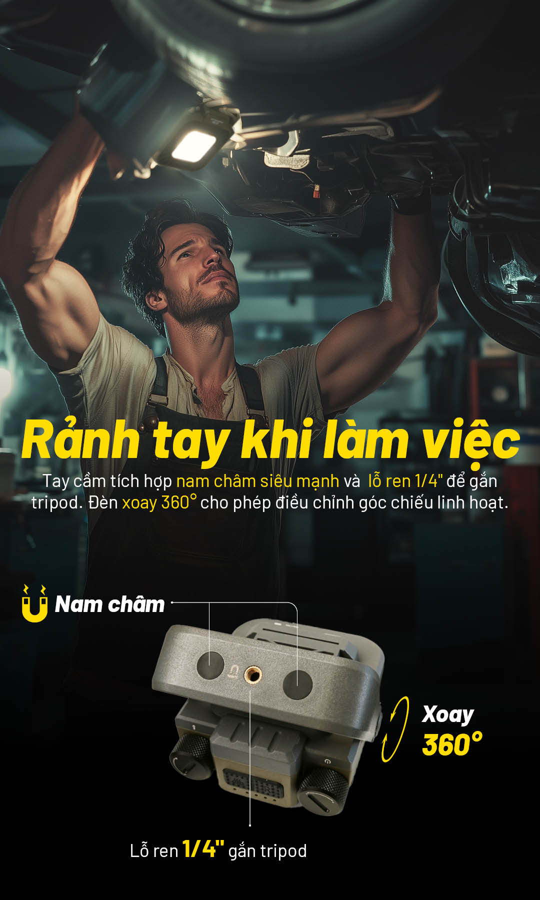 Đèn có nhiều tính năng, giúp người dùng rảnh tay khi làm việc